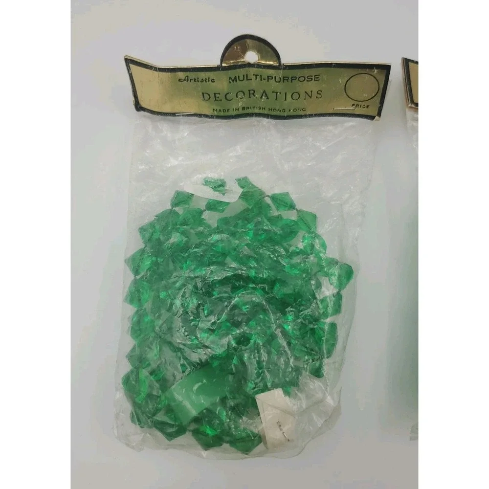 4‎ Strands of Vintage Plastic Green Beaded Garland 28' Total Length